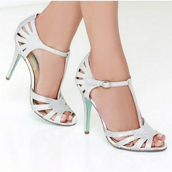 Betsey Johnson Shoes - B2G1 Blue by Betsey Johnson Silver Glitter Heels